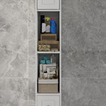 ZUN Tall Slim Bathroom Storage Cabinet, 71" Freestanding Bathroom Cabinet with 1 Drawer, 2 Doors and 4 W282P154459