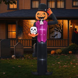 12FT Giant Halloween Inflatable Blow Up Decorations, Pumpkin Man Holding Skull with Built-in LEDs 59691906