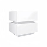 White Color High Glossy 2 Drawers Bedside Table with RGB Led Light Nightstand with Bluetooth Control W2139142767