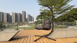 Swing Egg Chair with Stand Indoor Outdoor Wicker Rattan Patio Basket Hanging Chair with C Type W2707P296435