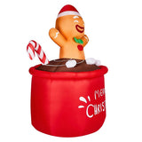 6.5FT Lighted Christmas Inflatable Decoration, Inflatable Gingerbread Man in Cup, Funny Blow Up Yard 05695621