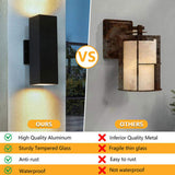 2-Pack Outdoor Wall Sconce, Modern Up and Down Weatherproof Wall Light, Black Aluminum Exterior Wall W1340P243536