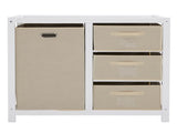 Wooden Frame Removable Top White Painted Pine Children's Cot with 3 Fabric Drawers 1 Fabric Bag 83557884