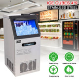 ZUN ZK-110 120V 240W 110lbs/50kg/24h Ice Maker Stainless Steel Transparent Frosted Lid/Display/4*9 62300795