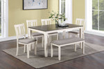 ZUN Beautiful 6-Pc Dinette Chalk Gray Finish Rectangular Table Upholstered Chair Bench Dining Room B011P184950