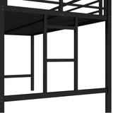 Twin Size Metal Loft Bed, Loft Bed with Easy Climbing Ladder and Guardrails for Kids, Black 13086295