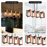 4-Light Kitchen Island Lights Pendant Light Farmhouse Dining Room Light Fixture, Rustic Wood and W1592P233389