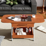 ZUN Modern Extended Coffee Table with Wheels, Folding Coffee Table with 1 drawer and 2-Tier Storage, N735P231426N