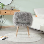 ZUN GREY Faux Fur Upholstered Make up chair Side Dining Chair with Metal Leg W2069P174780