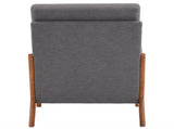 High Back Solid Wood Armrest Backrest Iron Frame Linen Indoor Leisure Chair Dark Grey 26834411