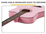 Matte Pink 38-inch Acoustic Guitar with Picks, Strings, Capo, Case, Tuner, and Strap 05427433