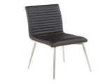Mason Contemporary Dining/accent Chair with Swivel in Stainless Steel, Walnut Wood, and Black Faux B202P223605