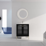 28 Inch Freestanding Bathroom Vanity Plywood With Ceramic Sink, Soft Closing Door W999139423