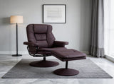 Swivel Cat Scratch Leather Recliner with Ottoman Chair Modern Armchair Ergonomic Push Manual W1622P460958