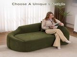 LY-048 Compression Curved Chaise Longue Chair Indoor, Modern Chenille Loveseat Couch with Deep Seat W2231P401728