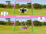 Flying Saucer Swing Set with Heavy Duty A-Frame Metal Swing Stand, Full Steel, Outdoor for Kids, W1163P363321