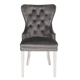 Erica 2 Piece Stainless Steel Legs Chair Finish with Velvet Fabric in Dark Gray 808857803009