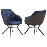 ZUN Blue and Gunmetal Upholstered Dining Chairs B062P145617