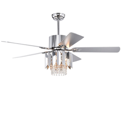 ZUN Crystal Ceiling Fan Reversible Blades 3 Wind Speeds Remote Control for Bedroom Living Dining Room W1592P162638