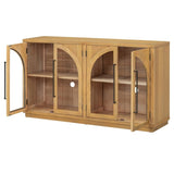 4-Door Large Storage Sideboard Buffet Cabinet with Glass Doors, Arched Cabinet with Adjustable 40712031