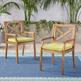 PERLA DINING CHAIR,2PCS with 2 Green Cushions,for Backyard, Poolside, Garden N762P251938F