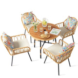 5 Pieces Patio Dining Table Chair, Outdoor Table and Chairs with Umbrella Hole, Patio Furniture 61045178