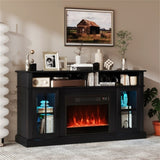 58" TV Stand with RGB Fireplace Black- Smart App Remote Control, 4777 BTU Heater 29702751