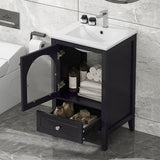 20" Bathroom Vanity with Sink, Bathroom Cabinet with Soft Closing Glass Door, A Drawer, Black N725P185457B