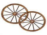 2pcs 30-Inch Old Western Style Garden Art Wall Decor Wooden Wagon Wheel Brown 42415001