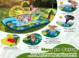 82" Inflatable Jungle Spray Pool with Giraffe Sprinkler & Slide, Kids Water Play Center for Backyard 56775058