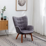 Leiria Contemporary Silky Velvet Tufted Accent Chair with Ottoman, Gray T2574P164273