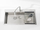 Stainless Steel Kitchen Sink, 36x22 Single Bowl, Overmount Handmade Sink in Brushed, with Cutting 11762883