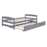 Twin Size Platform Bed with Twin Size Trundle, Gray WF313279AAE