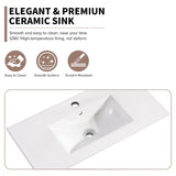 ZUN 36 Inch Bathroom Ceramic Sink Basin, White W1550P168220