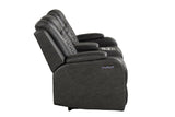 LED & Power Reclining Loveseat Made With Faux Leather in Gray 659436213258