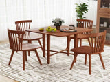 Space-Saving Round Corner Dining Table, Seats 2-4 Natural Wood Tone Foldable Kitchen Table-Walnut 15950201