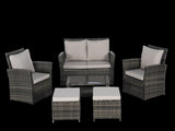 6 Piece Wicker Patio Furniture Sets with Ottoman & Tempered Glass Coffee Table W874P264687