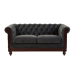 ZUN VIVALUX 59.44" Chesterfield Velvet Loveseat Sofa,2-Person Rolled Arm Dutch Plush Upholstered Sofa N762P178705E