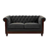 ZUN VIVALUX 59.44" Chesterfield Velvet Loveseat Sofa,2-Person Rolled Arm Dutch Plush Upholstered Sofa N762P178705E