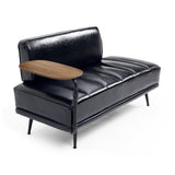 55"Inch Width Modern End of Bed Bench,Black Faux Leather Upholstered With side table, 360-degree W2677P196631