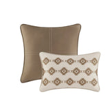 5 Piece Stripe Herringbone Comforter Set with Throw Pillows Brown Full/Queen B035P266667