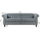 84.65" Rolled Arm Chesterfield 3 Seater Sofa. W68061169
