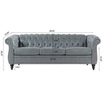 ZUN 84.65" Rolled Arm Chesterfield 3 Seater Sofa. W68061169