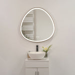 ZUN 32 x 32 in. Gunmetal Grey Framed Dimmable Anti-Fog LED Bathroom Vanity Mirror 39129063