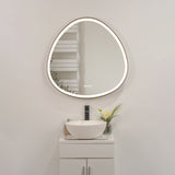 ZUN 32 x 32 in. Gunmetal Grey Framed Dimmable Anti-Fog LED Bathroom Vanity Mirror 39129063