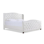 ZUN Marcella Upholstered Shelter Headboard Bed Set, King, Bright White Polyester B2719P238227