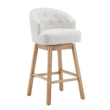 33.25" Swivel Counter Stools Set of 2, Upholstered Counter Height Bar Stools with Solid Rubber Wood WF532109BGE