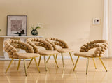 Set of 2 Modern Velvet Dining Chair with Bubble Back, Accent Chair with Gold Metal Legs, Upholstered W3875P446131