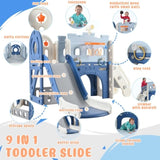 ZUN 9-1 Toddler Slide Set,Kids Slide for Toddlers Ages 1+, Basketball Hoop, Tunnel and Storage Space, N710P173047C