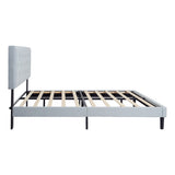 ZUN Twin Size Upholstered Platform Bed Frame with Modern Button Tufted Linen Fabric Headboard, No Box W311P195304